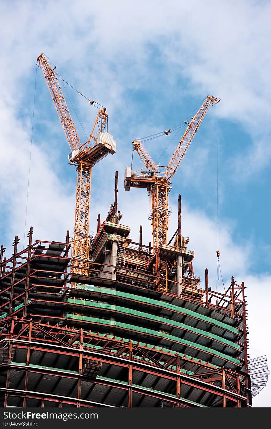 Fragment of building skyscrapers of business center Moscow-City