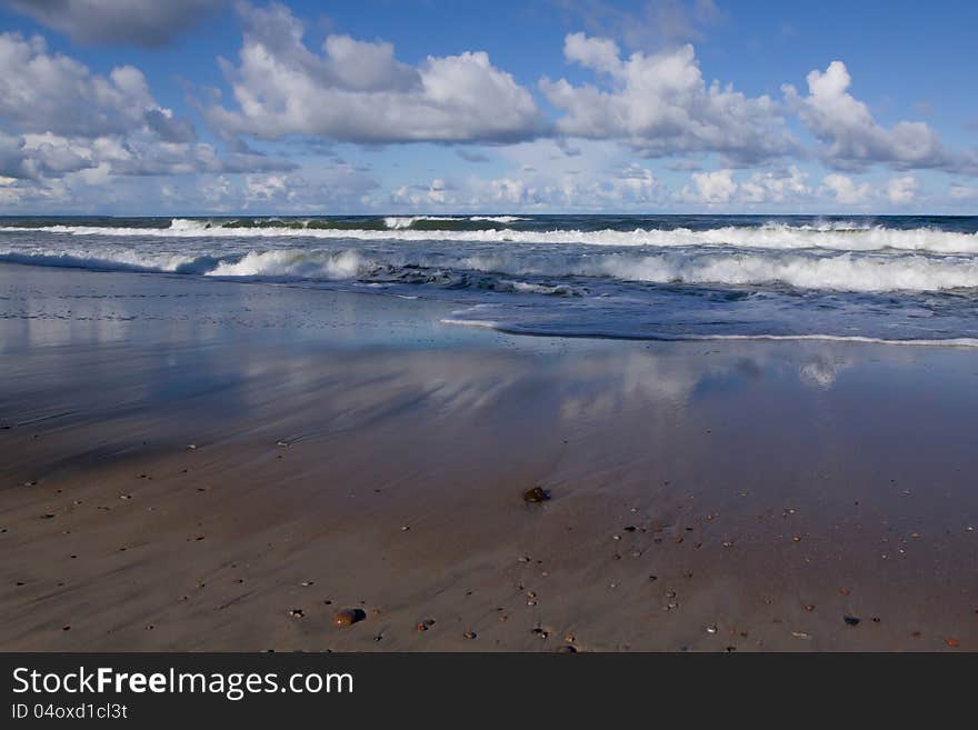 Sea landscape in cloudy weather