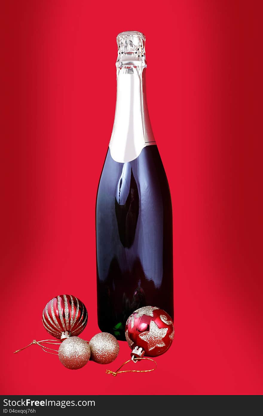 Champagne for Christmas red background