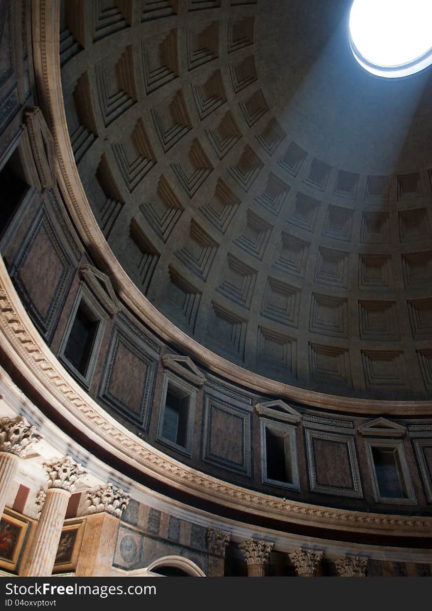 The interior of the Pantheon in Rome. The interior of the Pantheon in Rome