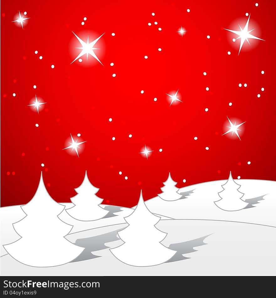 Christmas Trees on Red Background. Christmas Trees on Red Background