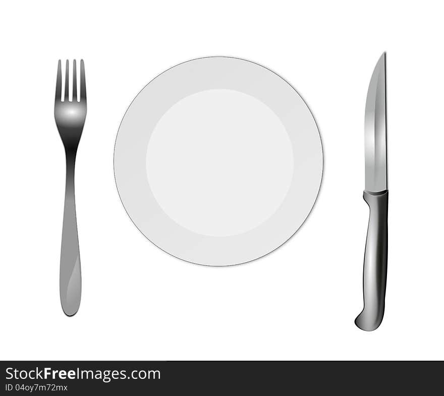 Dinner Plate With Knife And Fork