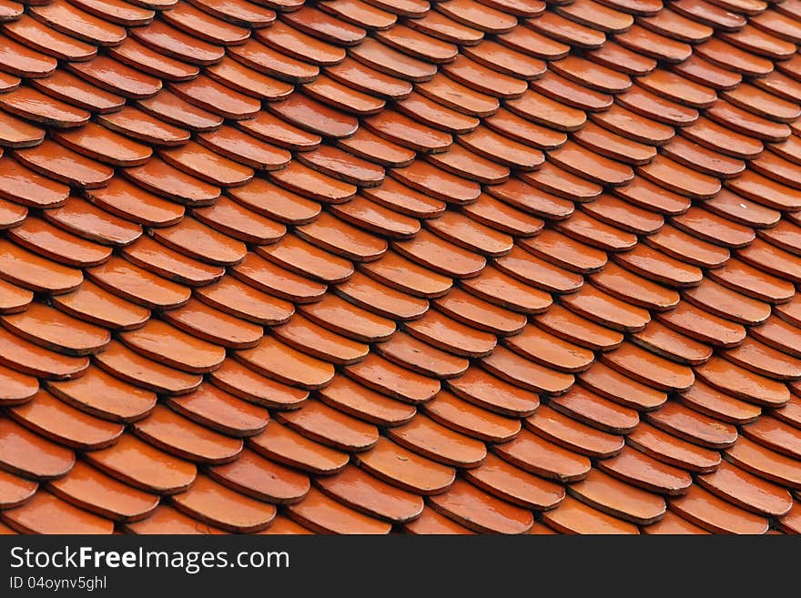 Thai temple red roof tiles