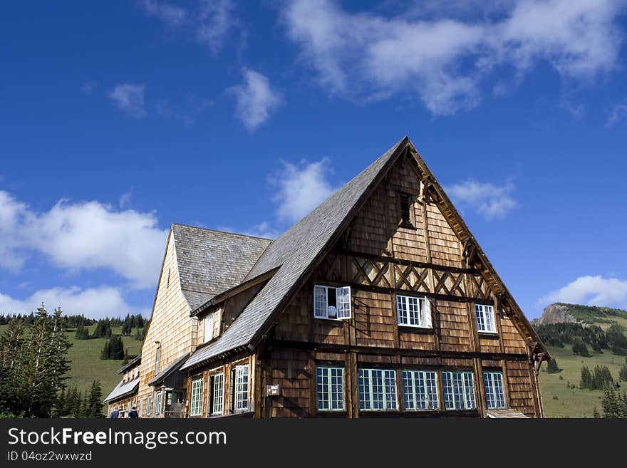 A beautiful and traditional villa on top of a mountain with great sky in late summer. A beautiful and traditional villa on top of a mountain with great sky in late summer