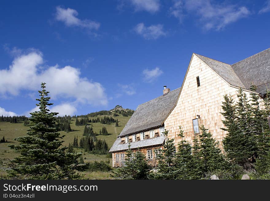 A beautiful and traditional villa on top of a mountain with great sky in late summer. A beautiful and traditional villa on top of a mountain with great sky in late summer