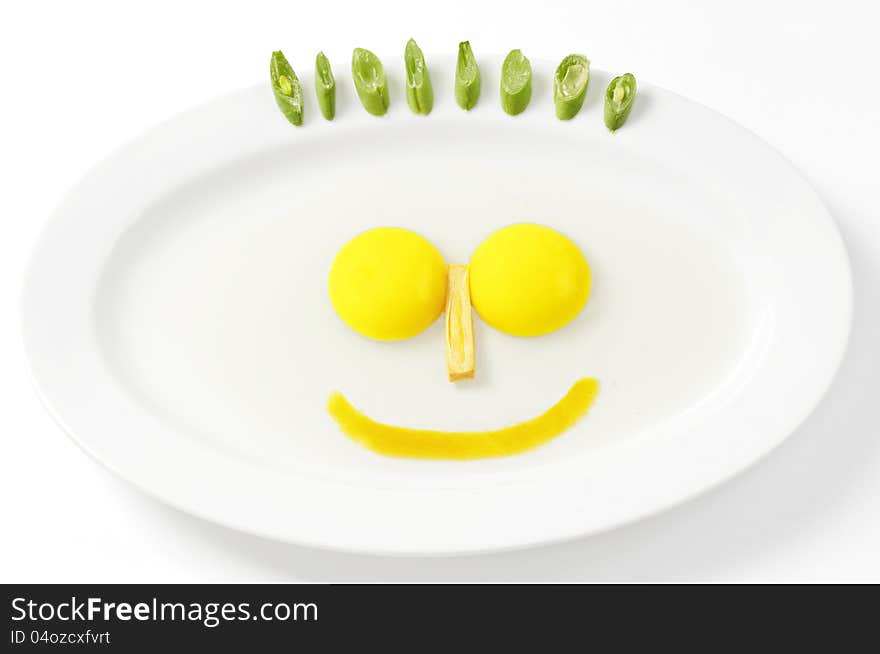 Smile Eggs with vegetable hair