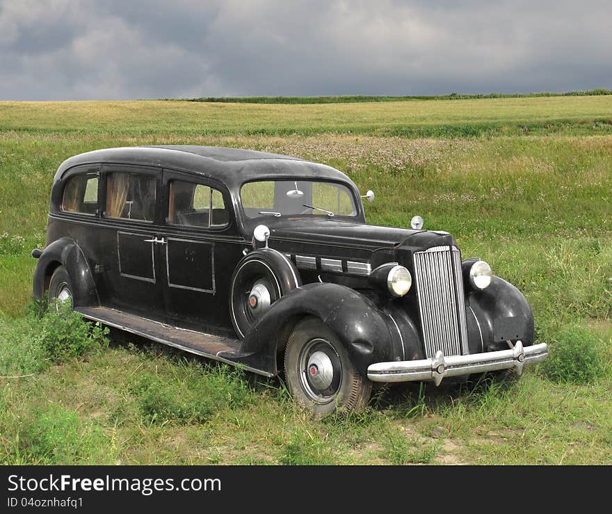 Vintage Old Automobile Hearse.