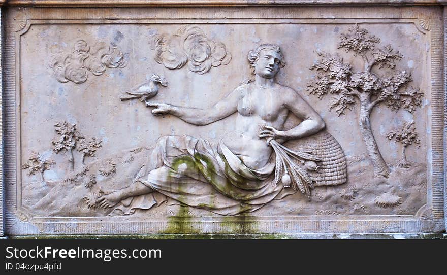 Architectural ornament on a building in the historical part of Gdansk (Poland)