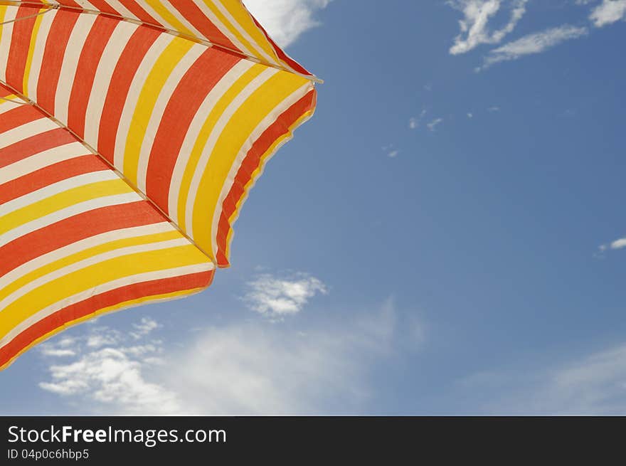 Colorful Striped Sun Hat Beach, Sun, Blue Sky, Summer Holidays