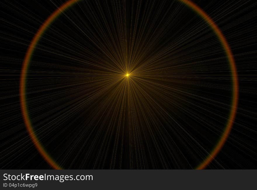 Yellow lens flare effect over black background. Yellow lens flare effect over black background