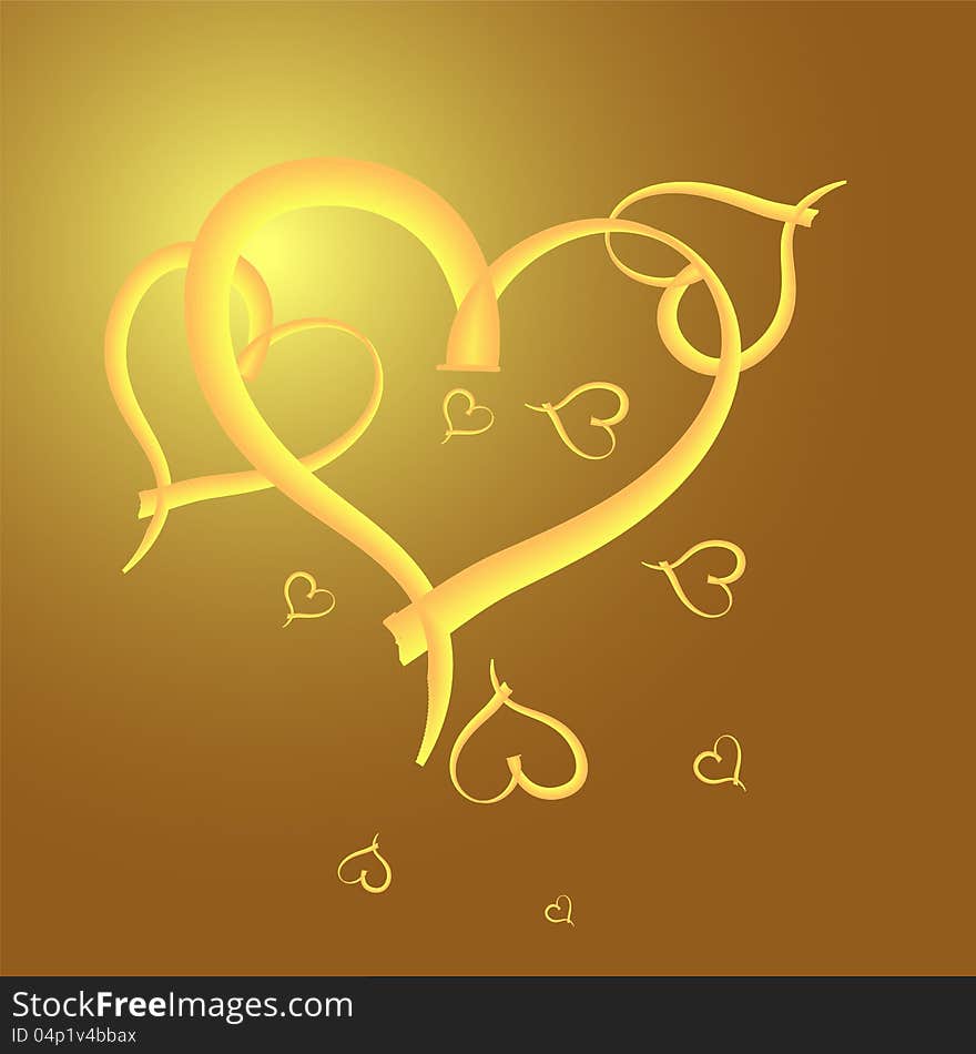 Gold Heart  Frame For Valentine Day