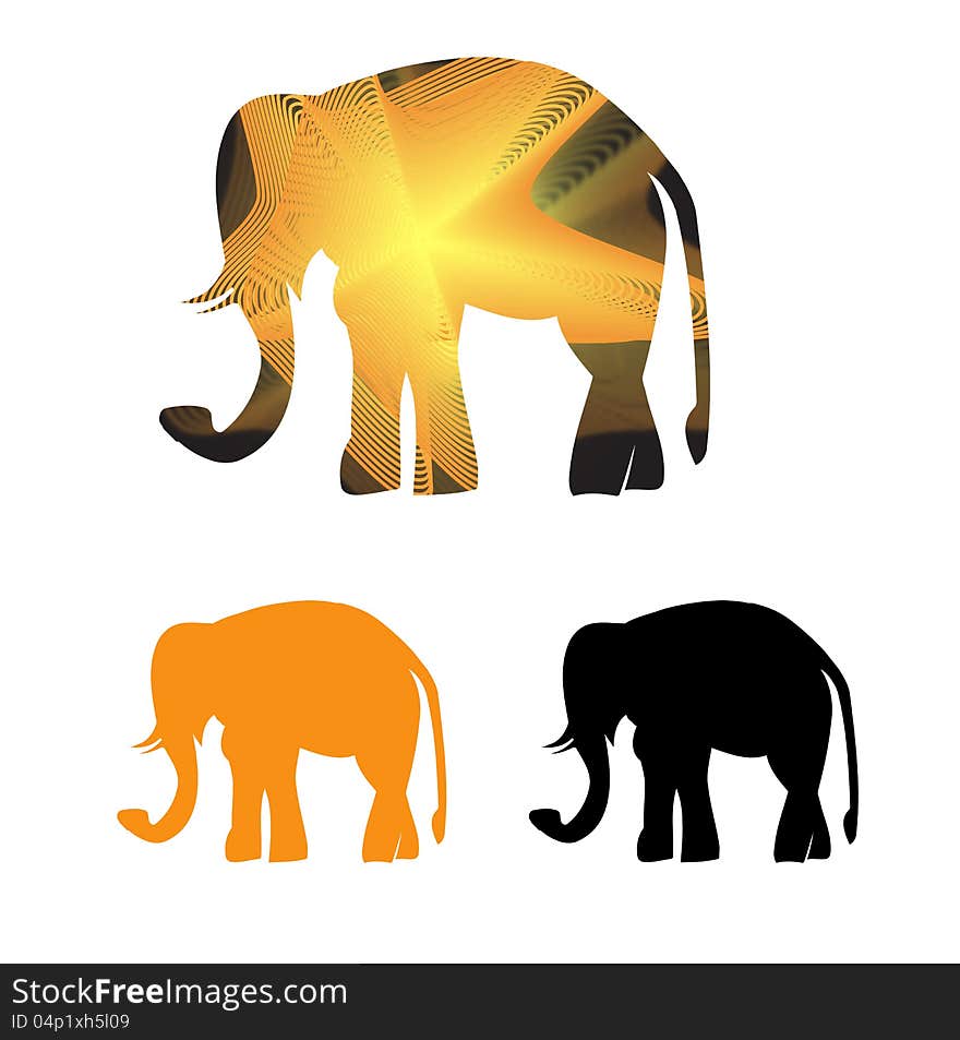 Golden framed elephant in light  rays