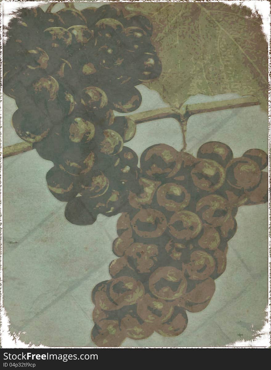 Abstract Grunge Hanging Bunches Of Grapes