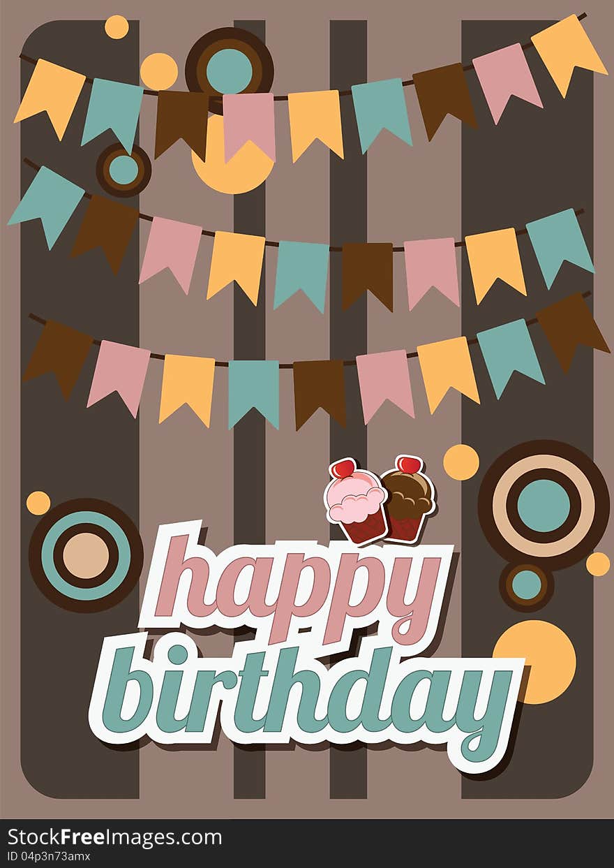 Cupcake invitation, with place for text, happy birthday