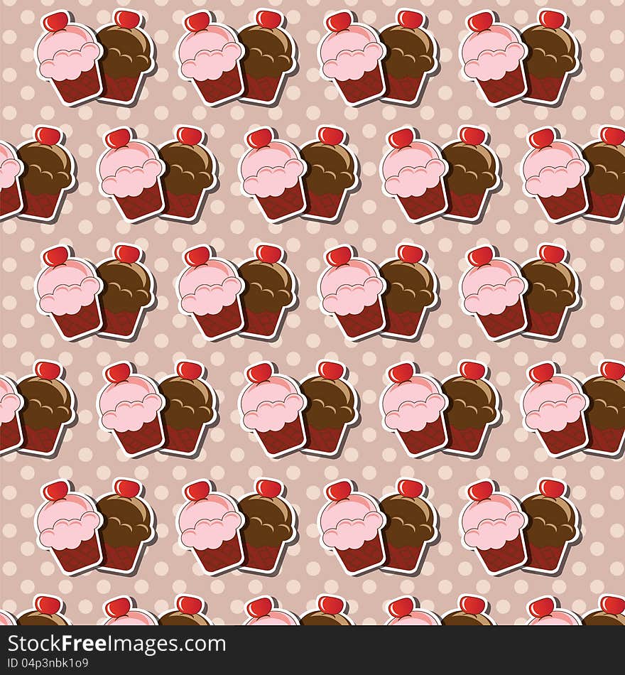 Cupcake background design with dotted background