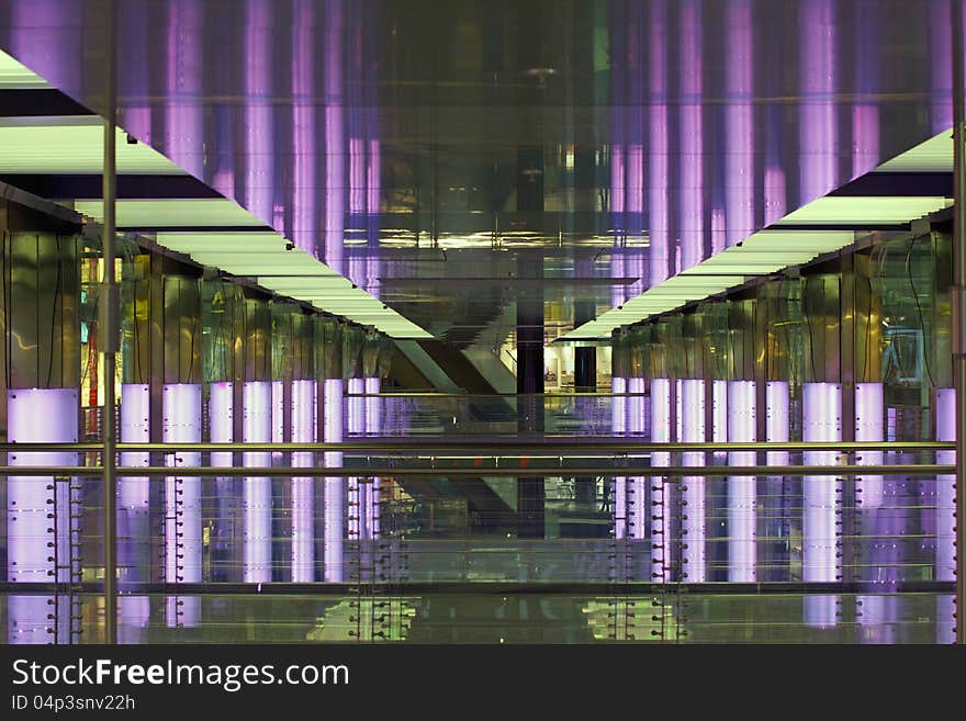 Interior of a futuristic looking mall. Interior of a futuristic looking mall.