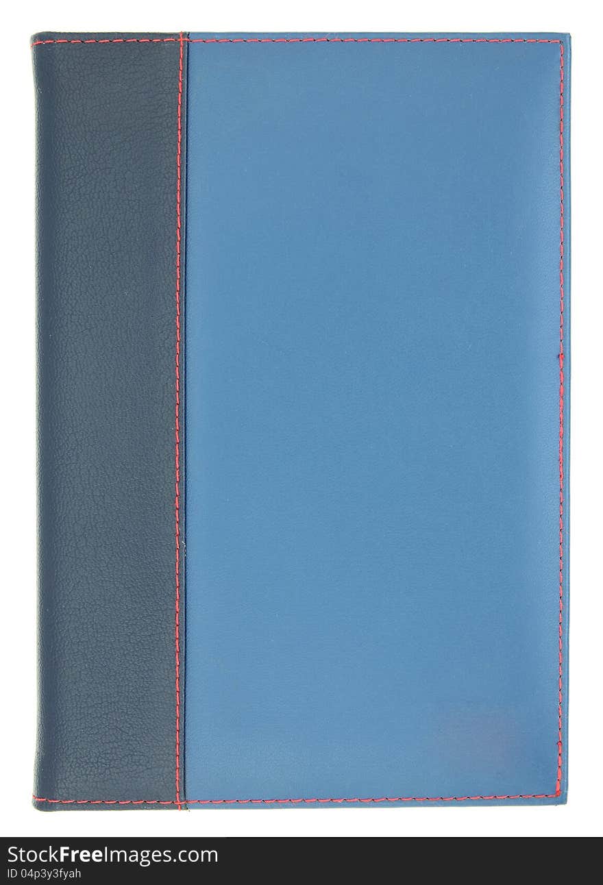 Blue leather notebook isolated