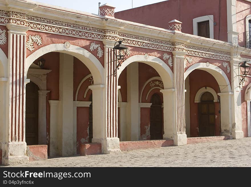 Arcade in the town of Bernal, State of Queretaro in Mexico. Arcade in the town of Bernal, State of Queretaro in Mexico