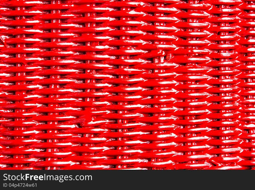 Close Up  Of  Bamboo Mesh  Texture On Red. Close Up  Of  Bamboo Mesh  Texture On Red