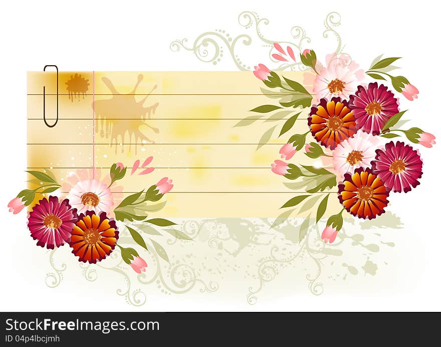 Scrapbooking vector.Banner with floral decor and place for your text