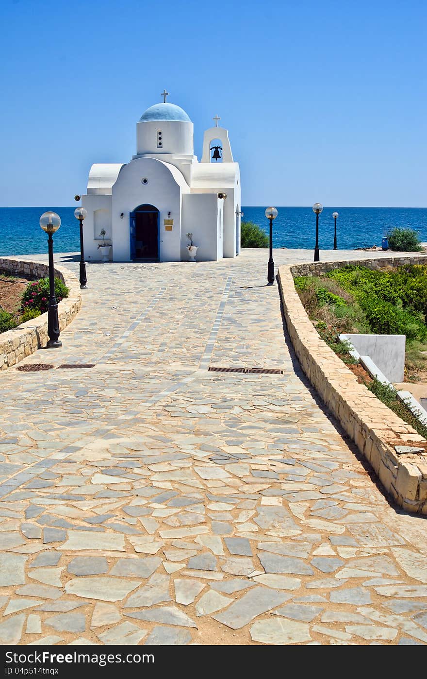 Church stands on the beach in Ciprus