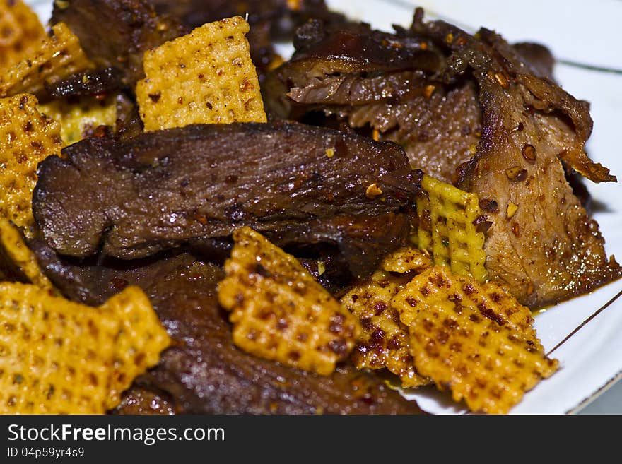 Fried pork with crispy chip