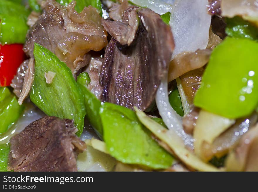 Fried meat with green chili Chinese food