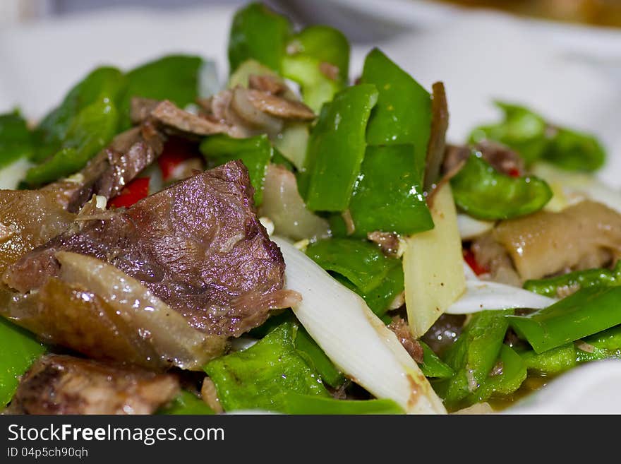 Fried Meat With Green Chili