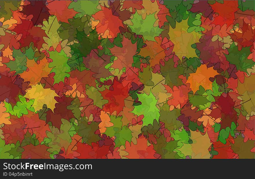 Vector with autumn leaves background