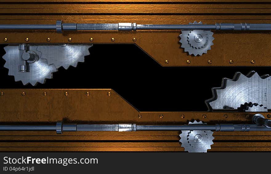 Technical machine metal background with place for text