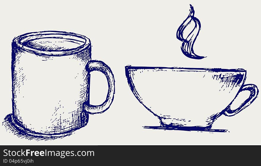 Cup drink. Doodle style. Vector