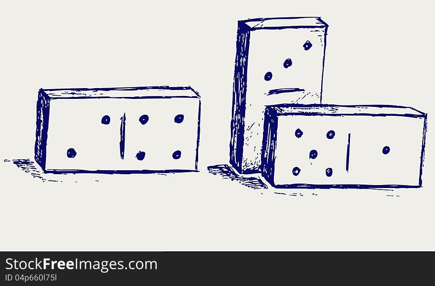 Sketch dominoes. Doodle style. Vector