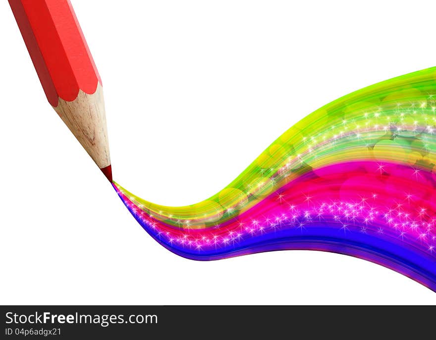 Creative red pencil with wave colorful.