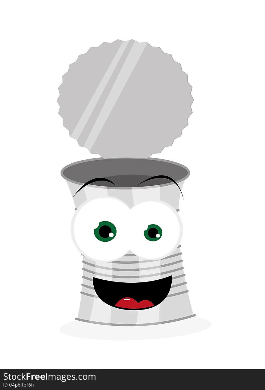 A vector cartoon representing a funny can, smiling and looking at camera. A vector cartoon representing a funny can, smiling and looking at camera