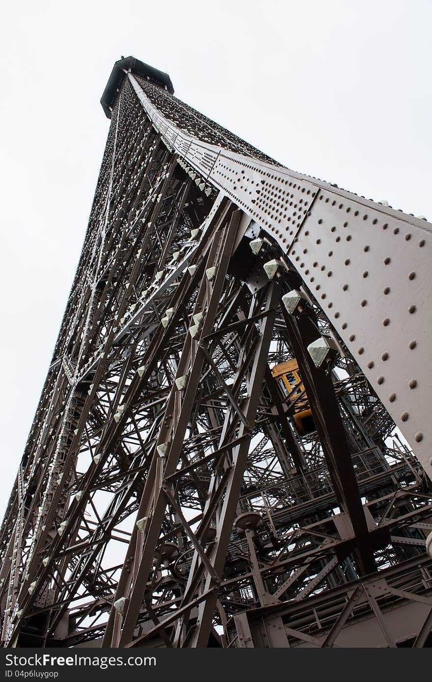 Detail view of the Eiffel tower of Paris. Detail view of the Eiffel tower of Paris