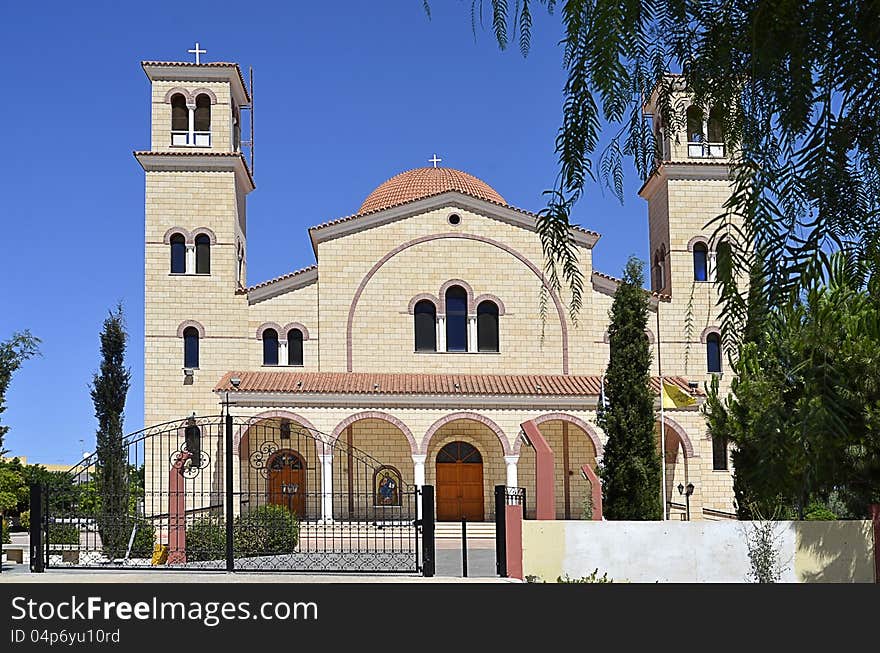 Monastery building with towers of brick in Cyprus. Monastery building with towers of brick in Cyprus