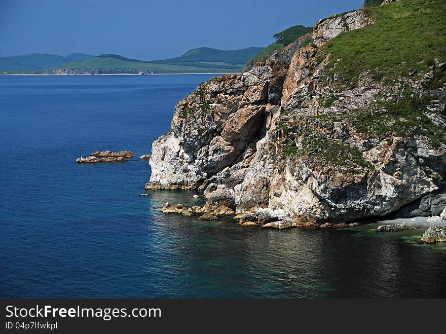 Beautiful seascape, Marble bay, Putyatin island, Far East, Primorye, Russia