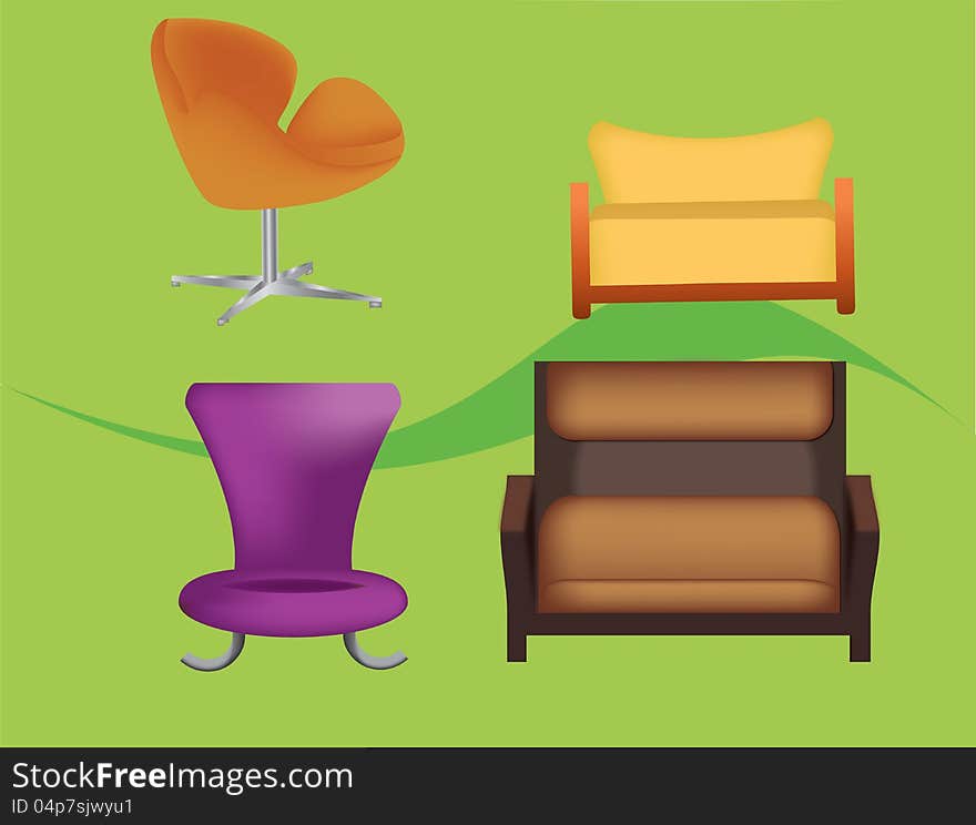 Modern chair and sofa for and graphic design. Modern chair and sofa for and graphic design