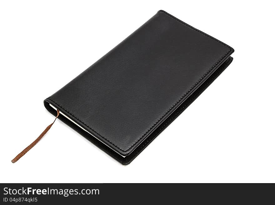 Black notebook isolated on white background