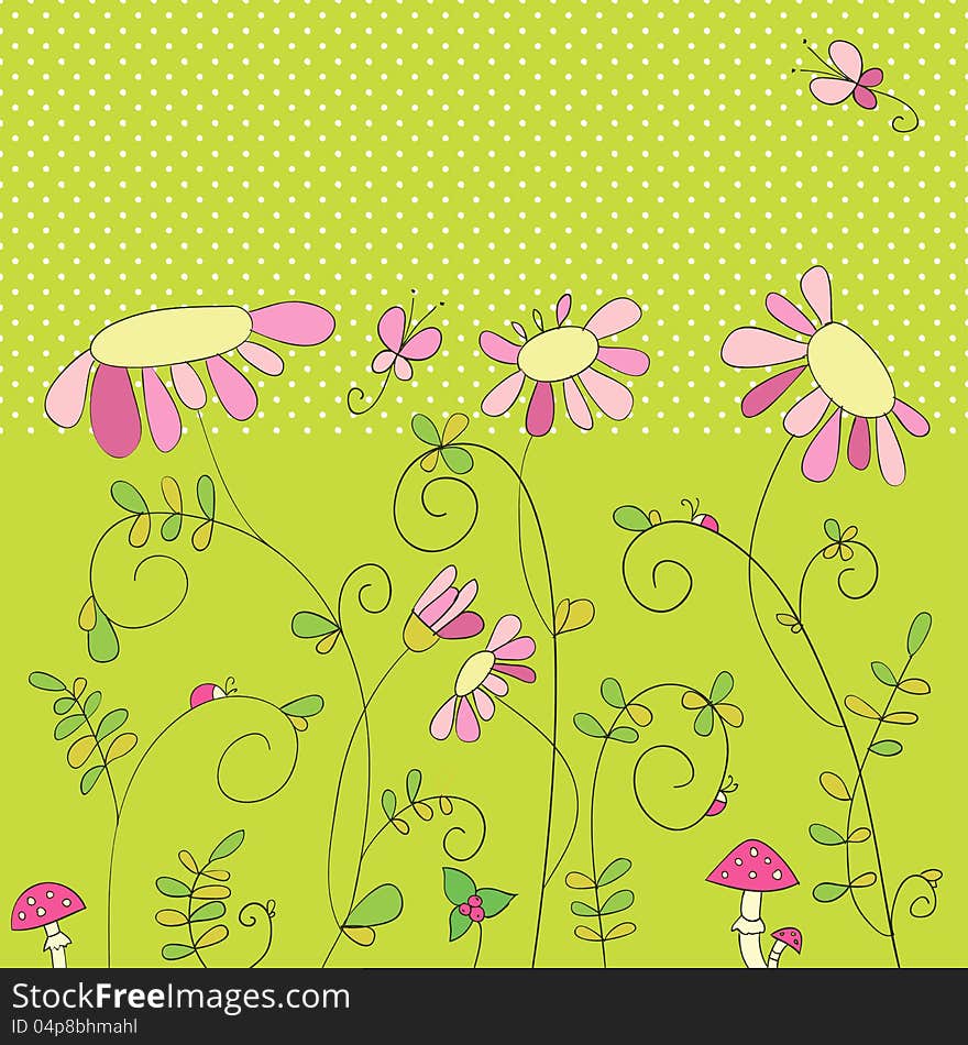 Vector botanical background with plants. Vector botanical background with plants