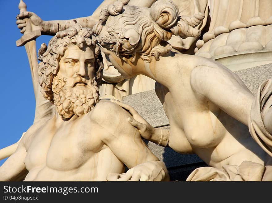 Pallas-Athena-Brunnen Fountain in front of the Austrian Parliament in Vienna, Austria