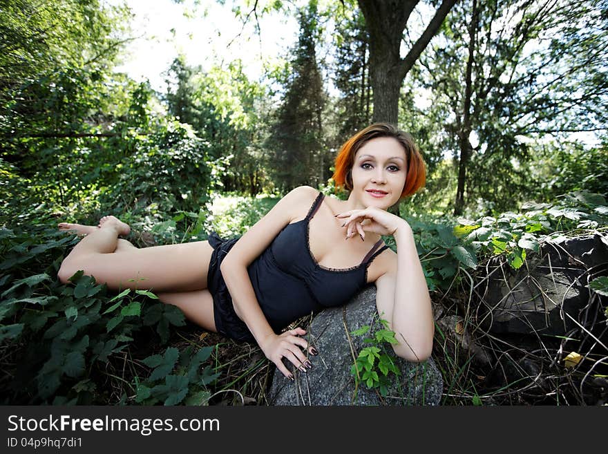 Redhead girl resting