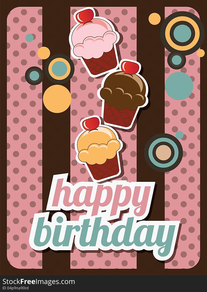 Cupcake invitation, with place for text, happy birthday