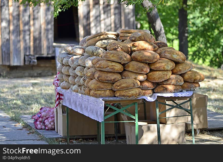 Fresh hot bread for sale. Fresh hot bread for sale