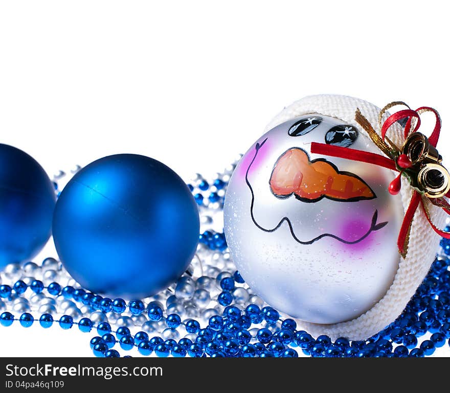 Blue and white christmas ornaments with beads