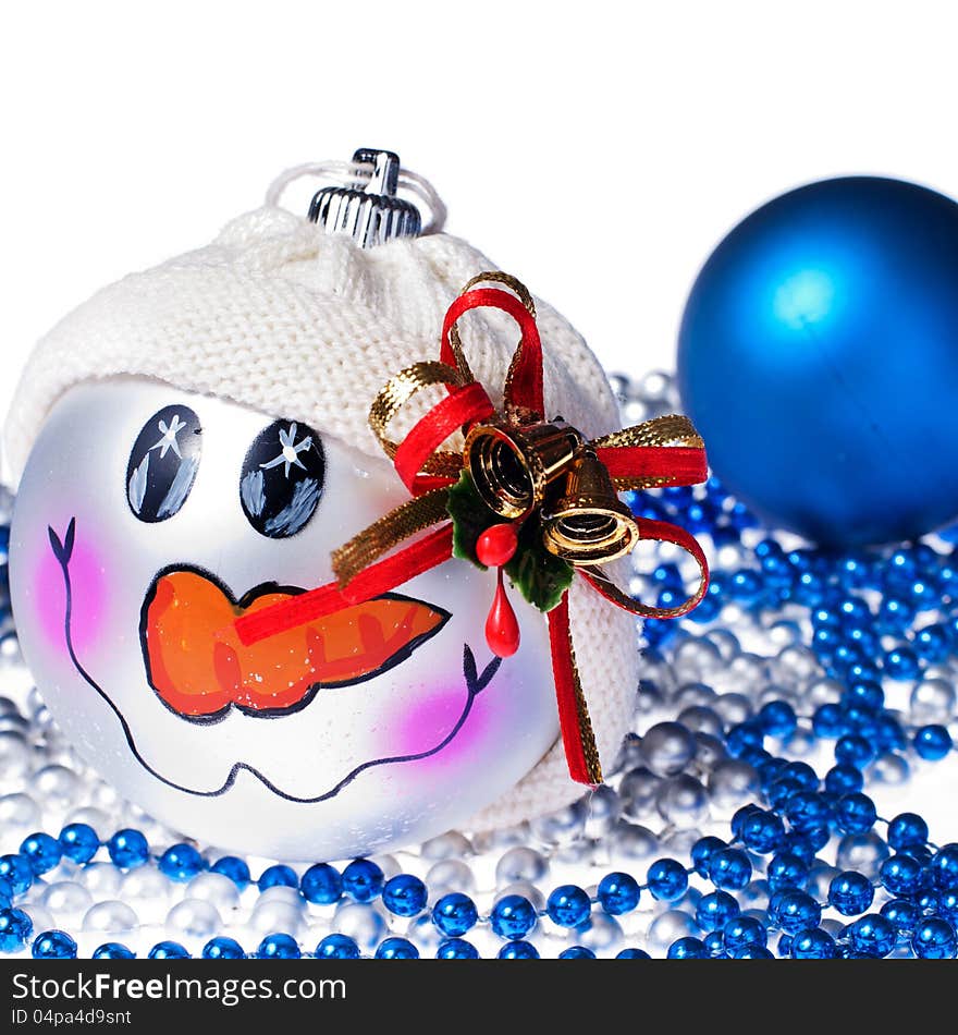 Blue and white christmas ornaments with beads