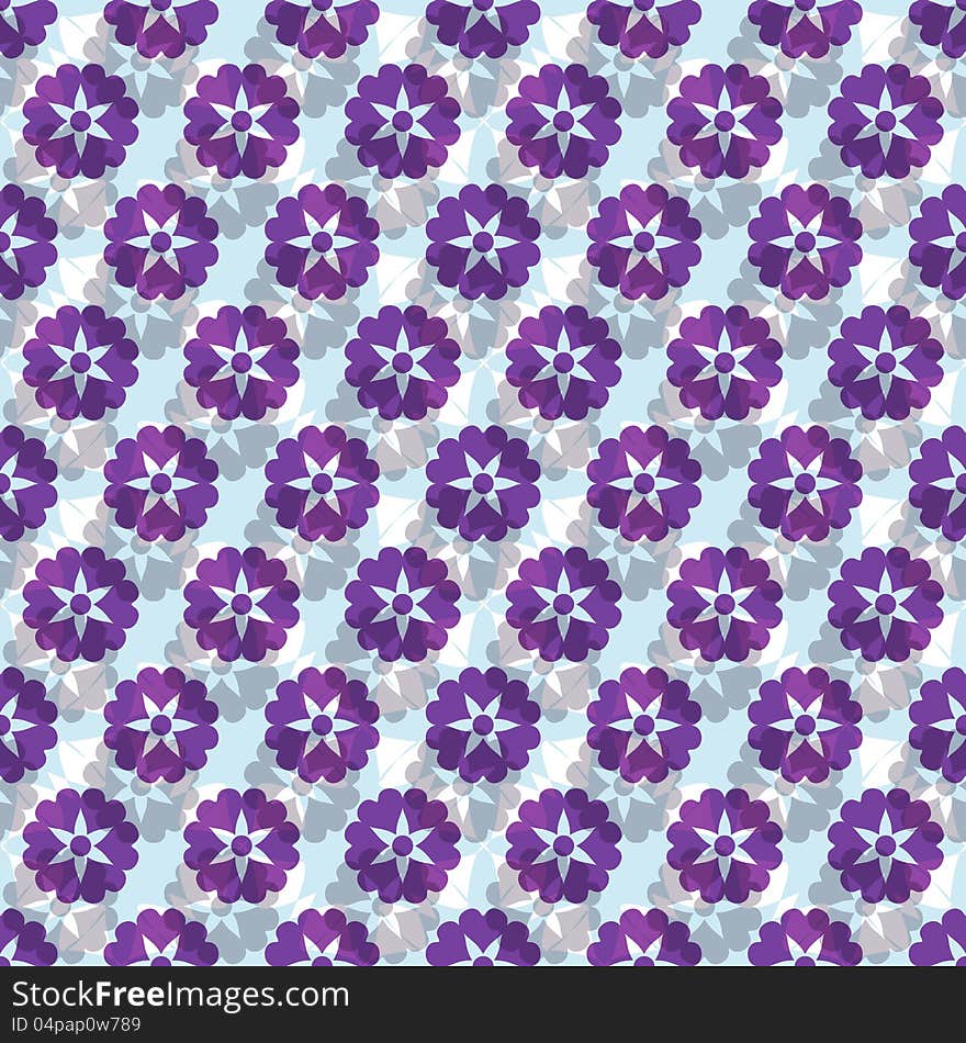 Seamless floral pattern with violet transparent vintage flowers (vector EPS 10)