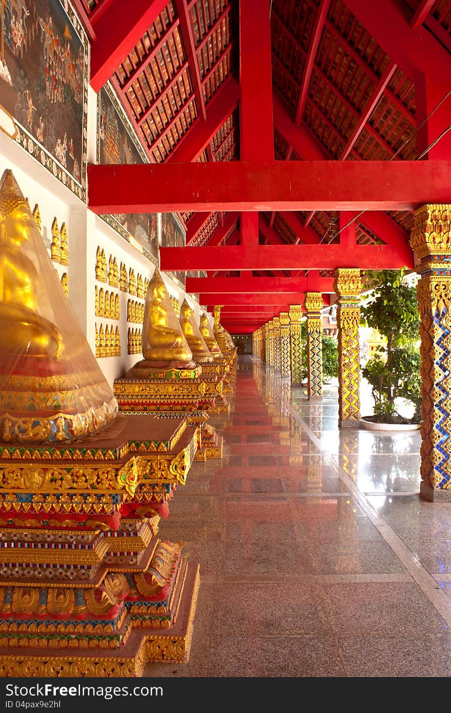 Corridor of the temple in  North thailand