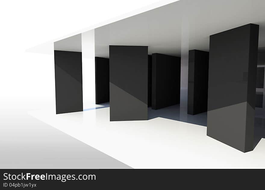 Gallery Interior with vertical black patition