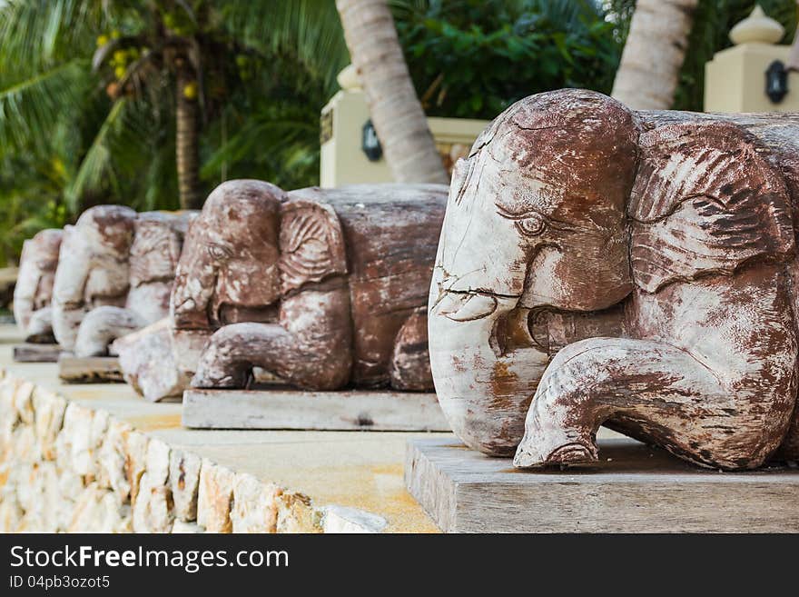 Elephants of Engraving on the wall. Elephants of Engraving on the wall